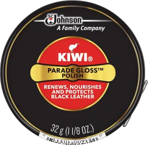KIWI Parade Gloss Shoe Polish, 1 Metal Tin, Black, 1.125 oz