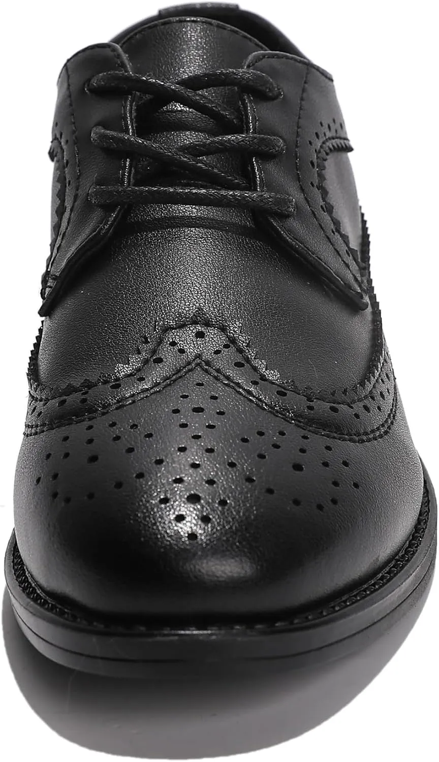 kkdom Boys Girls Oxfords Shoes Formal Leather Wingtip Lace Up Dress Shoes