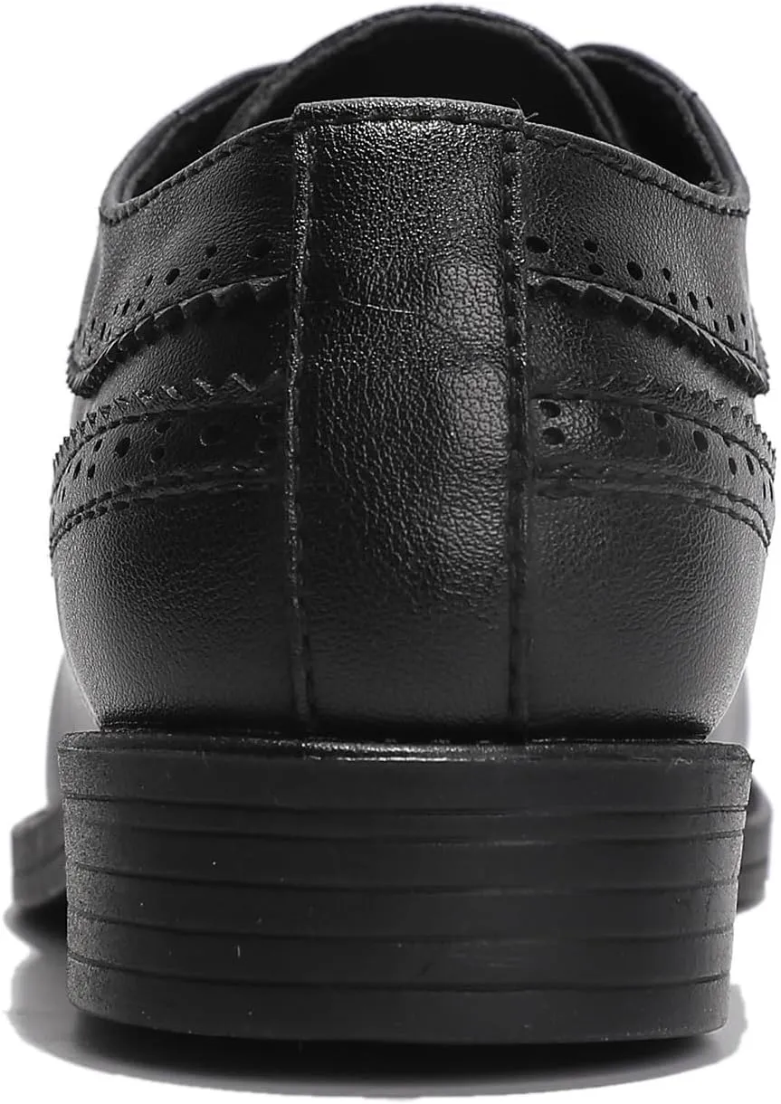kkdom Boys Girls Oxfords Shoes Formal Leather Wingtip Lace Up Dress Shoes