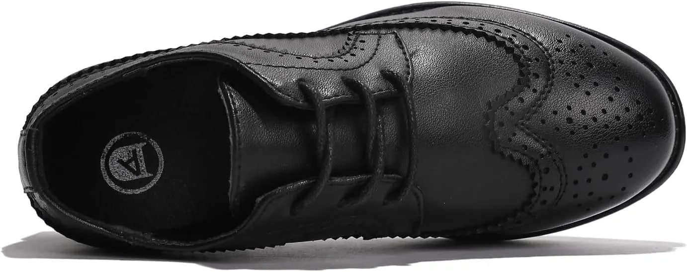 kkdom Boys Girls Oxfords Shoes Formal Leather Wingtip Lace Up Dress Shoes