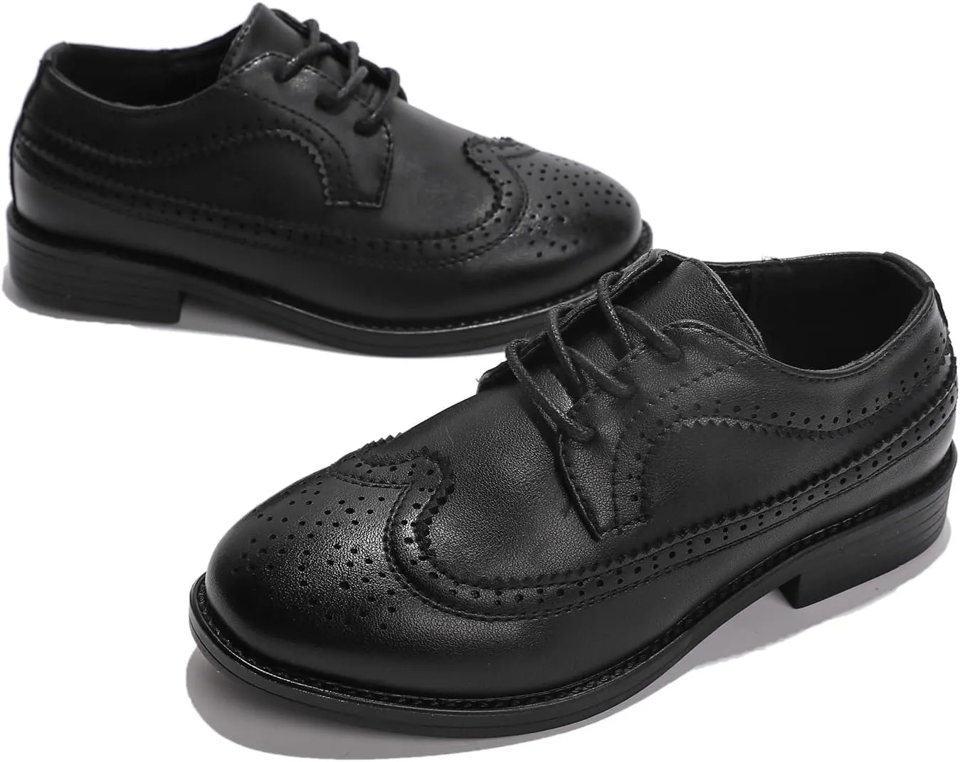 kkdom Boys Girls Oxfords Shoes Formal Leather Wingtip Lace Up Dress Shoes
