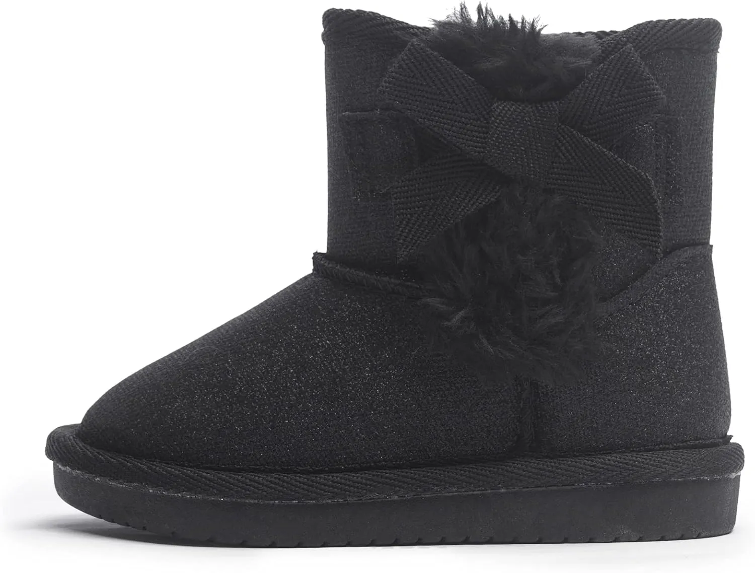 KRABOR Toddlers/Little Girls Boots,Glitter Warm Winter Snow Shoes with Cotton Lining and Cute Bow
