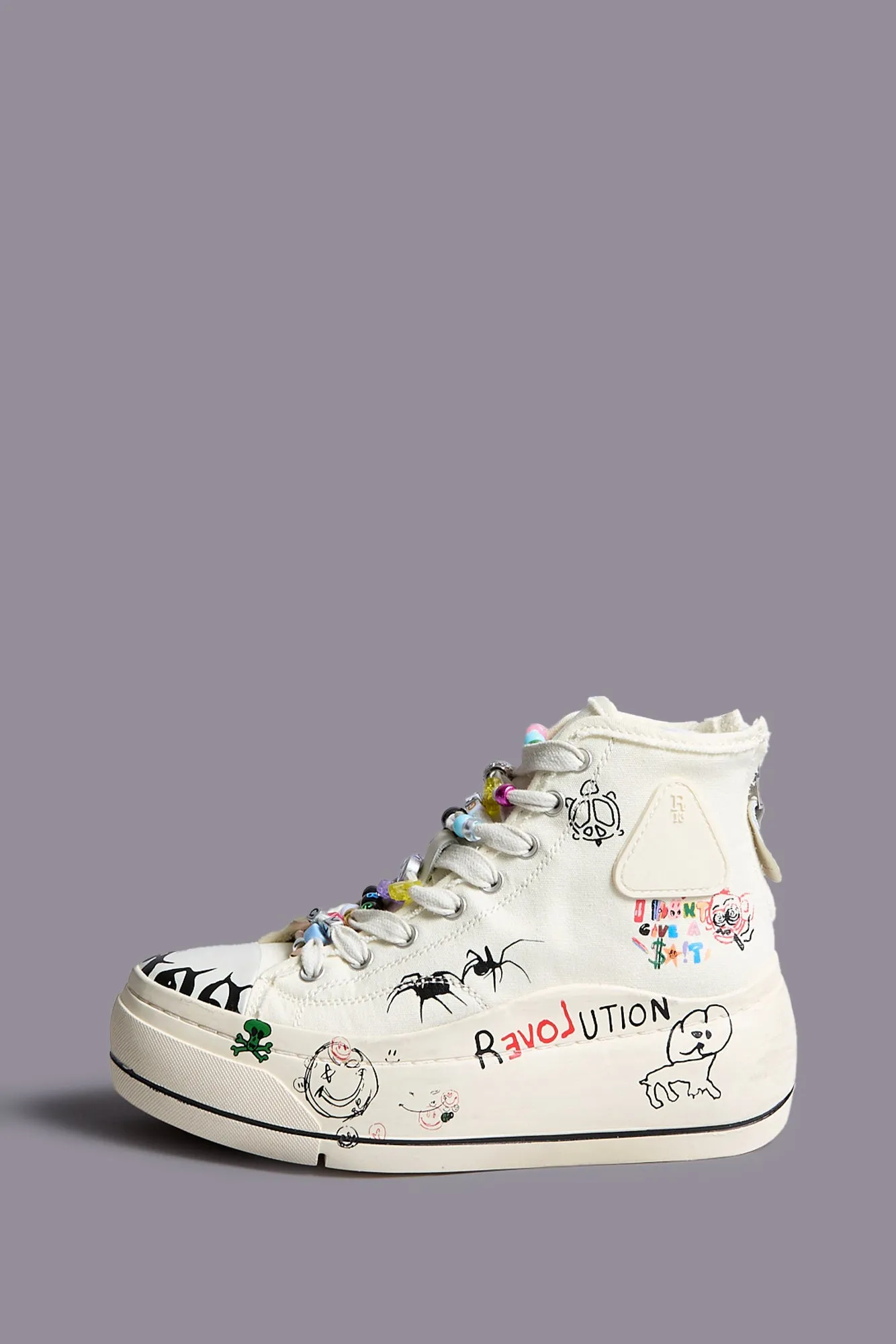 KURT HIGH TOP SNEAKER - ECRU W/ SCRIBBLES