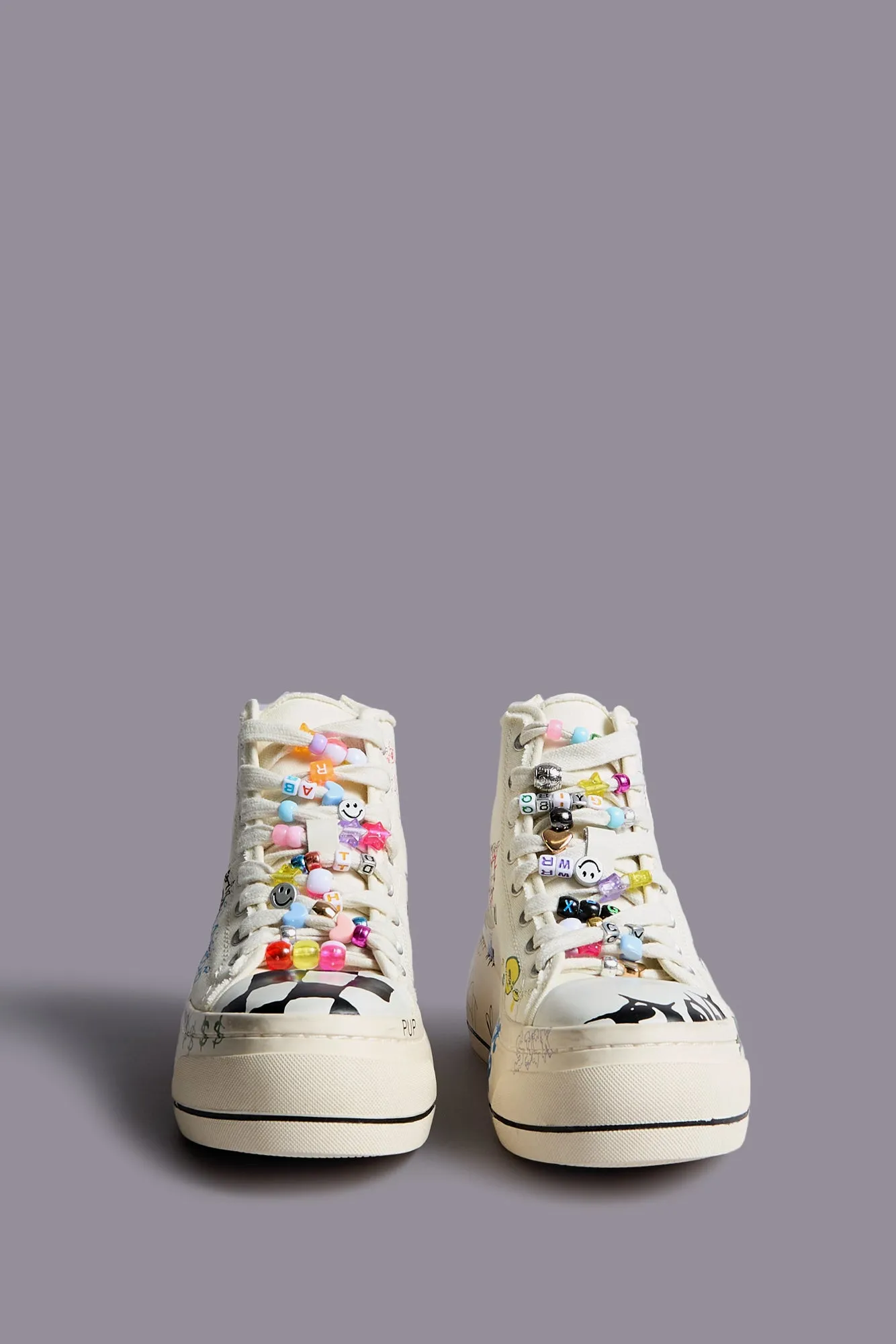 KURT HIGH TOP SNEAKER - ECRU W/ SCRIBBLES