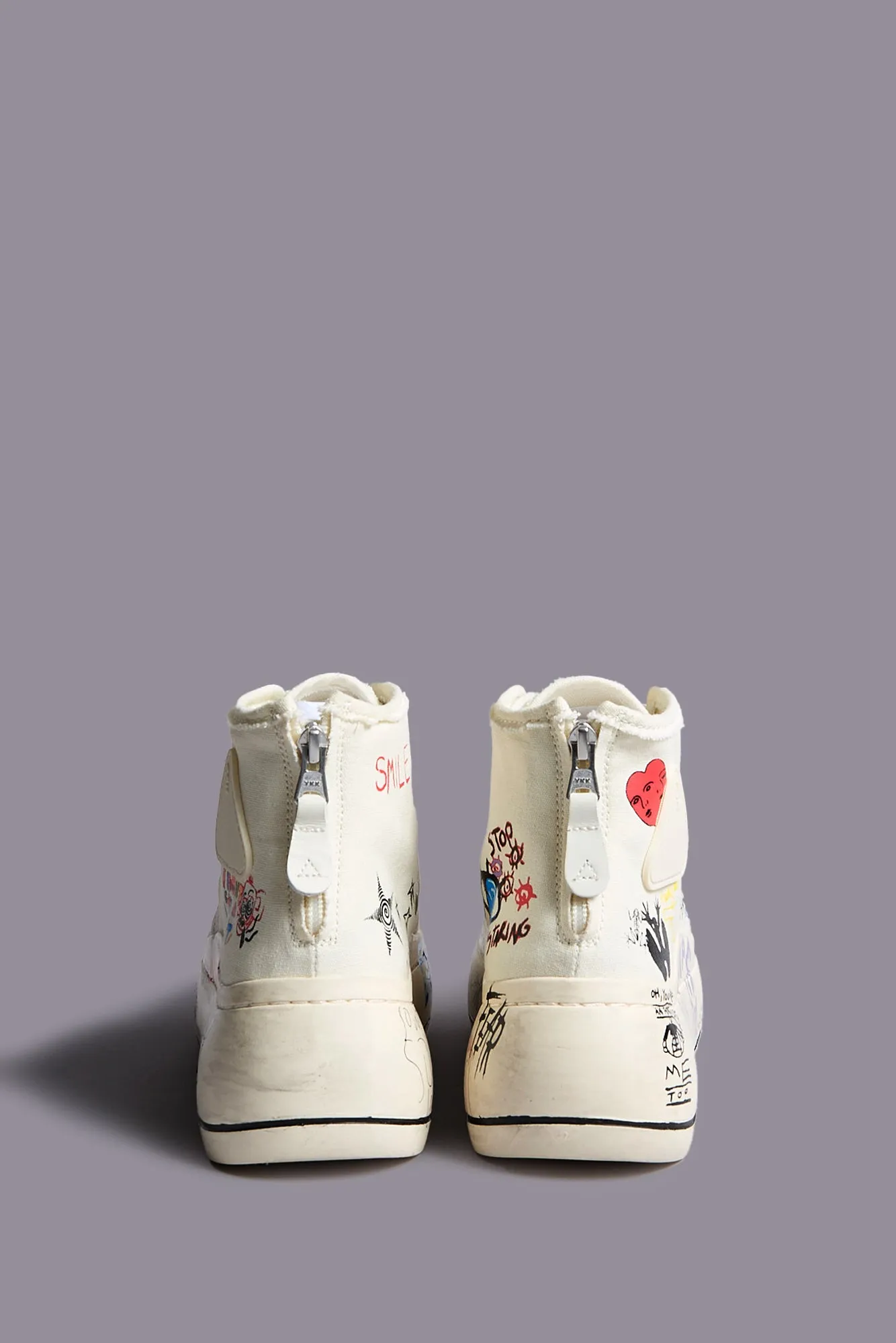 KURT HIGH TOP SNEAKER - ECRU W/ SCRIBBLES