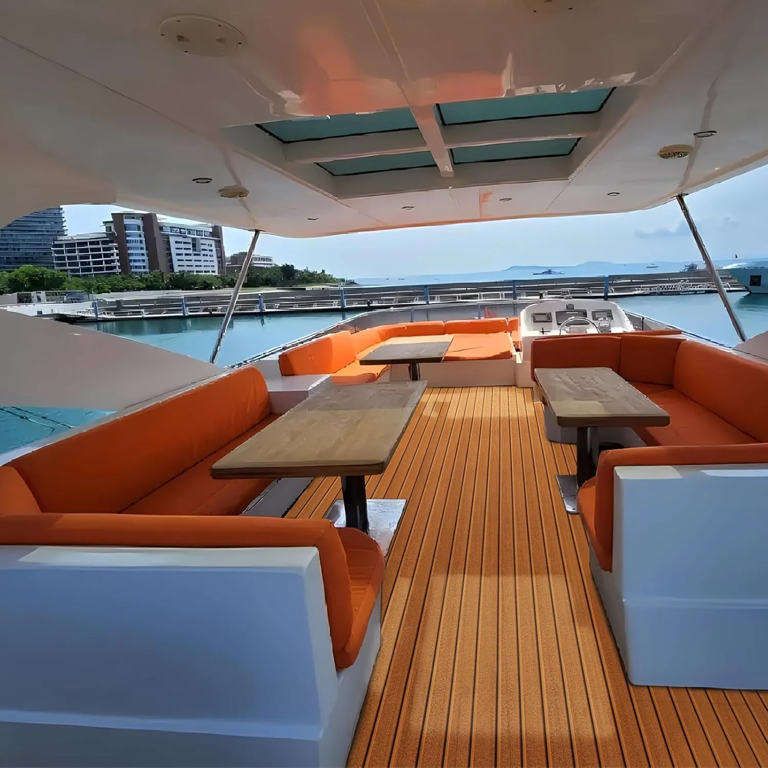 KXKZREN Boat Flooring EVA Foam Decking Sheet Faux Teak Marine Mat Marine Carpet Cooler Tops Non-Slip Self-Adhesive Flooring for Motorboat RV Yacht Kayak Swim Platform 94" x 47"/44"/35"/23"/16"