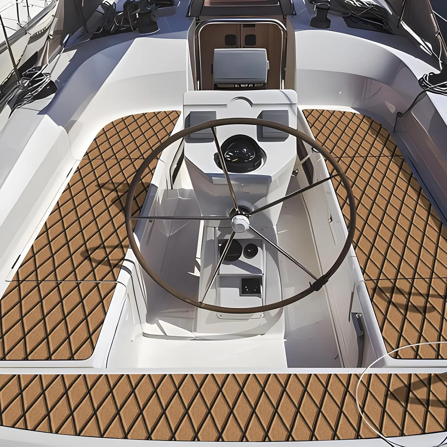 KXKZREN EVA Foam Boat Flooring Decking Sheet 6mm Thick Diamond Anti-Slip Marine Flooring Mat Self Adhesive Deck Pad for Bass Boat Yacht Motorboat RV Cooler Tops, 74.8"x27.6" / 93.8"x43.9"