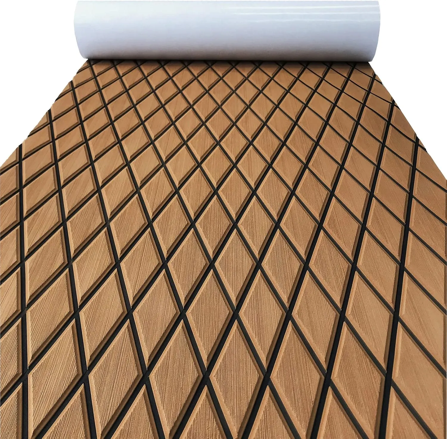 KXKZREN EVA Foam Boat Flooring Decking Sheet 6mm Thick Diamond Anti-Slip Marine Flooring Mat Self Adhesive Deck Pad for Bass Boat Yacht Motorboat RV Cooler Tops, 74.8"x27.6" / 93.8"x43.9"