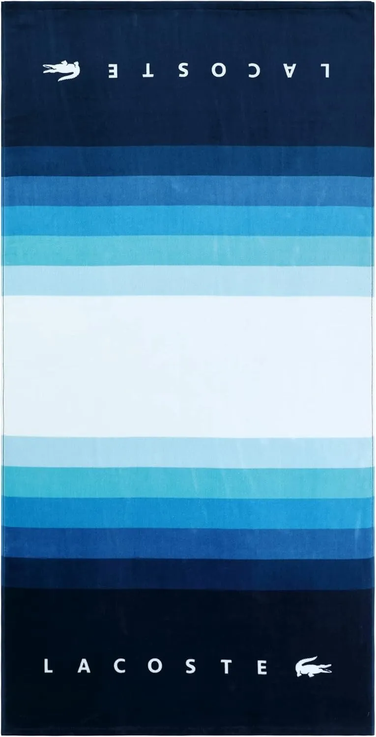 Lacoste St Martin Navy 100% Cotton Large Beach Towel, Ultra-Absorbent & Fast-Drying, Machine Washable, 36" W x 72" L