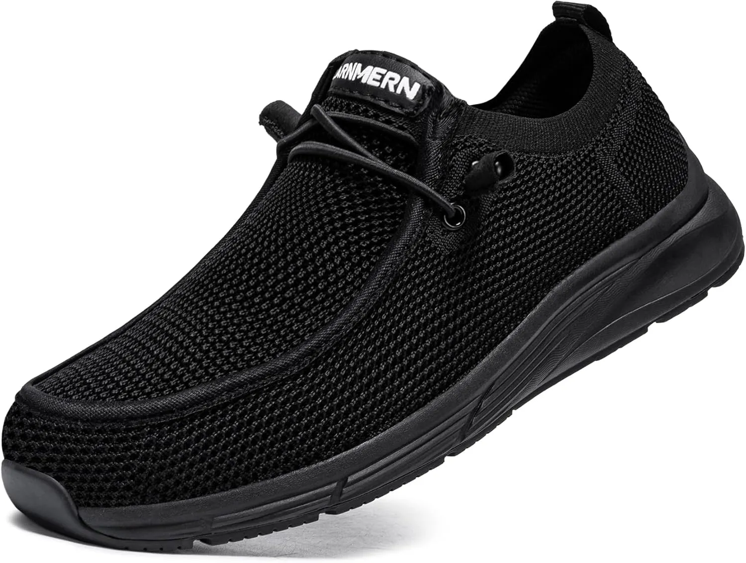 LARNMERN Non Slip Shoes Work Slip On Food Service Slip Resistant Shoe Kitchen Chef Loafers Boat Canvas Casual Walking Black