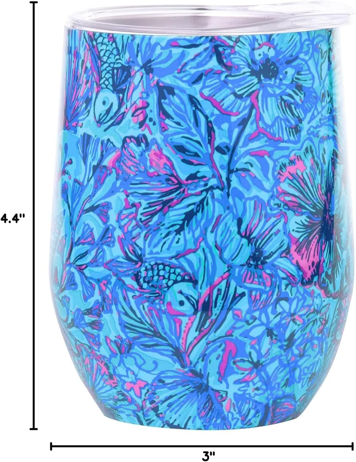 Lilly Pulitzer 12oz Insulated Tumbler with Lid, Stainless Steel Travel Wine Glass, Double Wall Metal Cup (Shells n Bells)