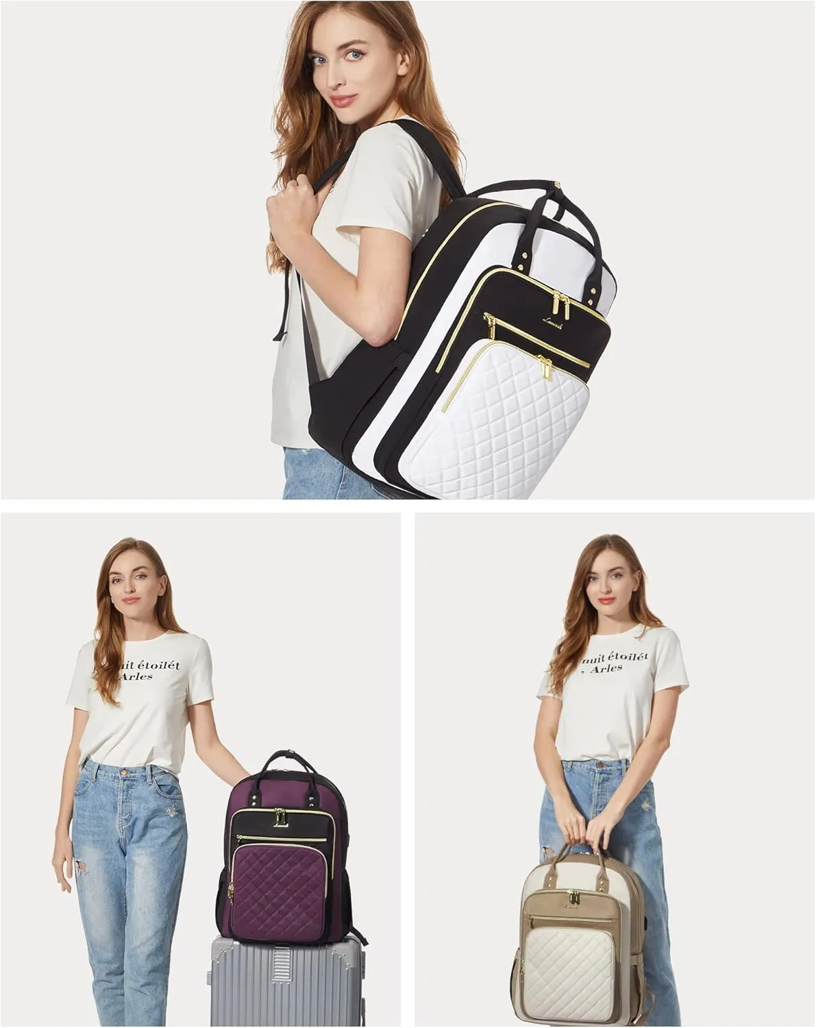 LOVEVOOK Laptop Backpack, 19 x 13.3 x 7.9 in, D-black-white, Unisex