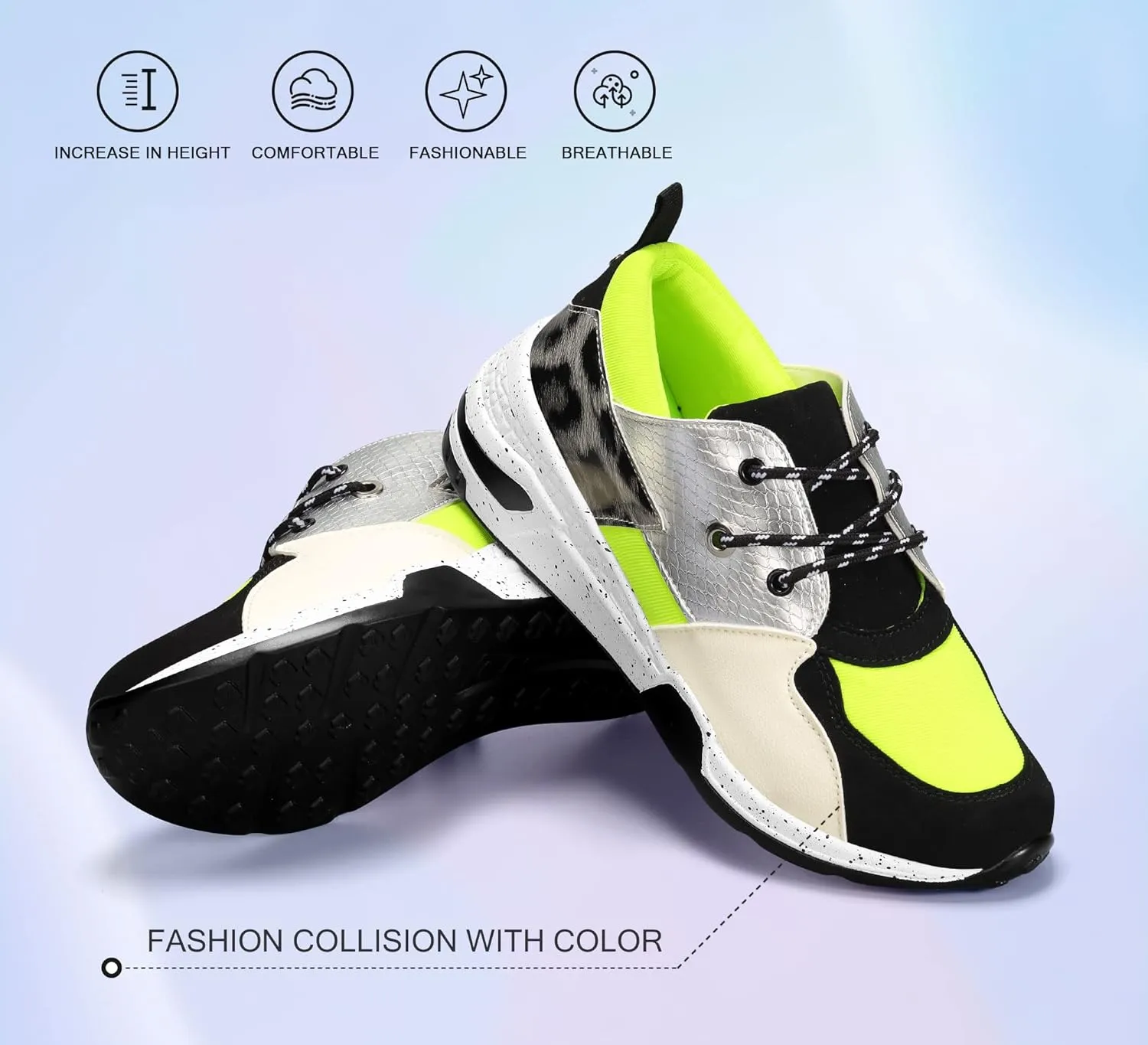 LUCKY STEP Women's High Heel Wedge Sneakers Fashion Cliff Platform Retro Lace Up Casual Shoes