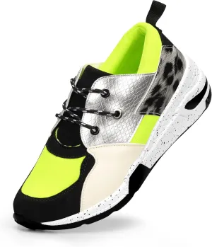 LUCKY STEP Women's High Heel Wedge Sneakers Fashion Cliff Platform Retro Lace Up Casual Shoes