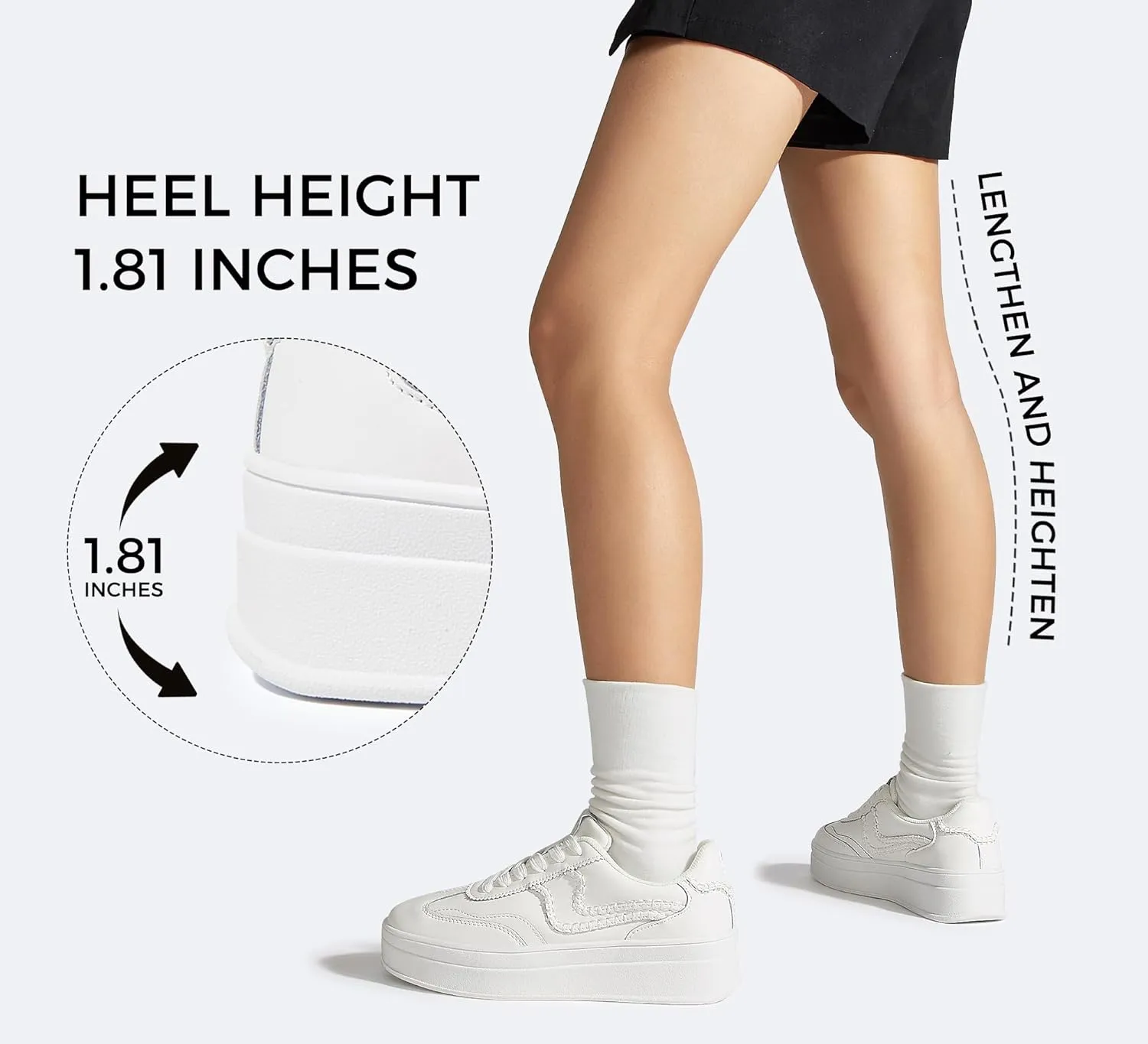 LUCKY STEP Women's Platform Fashion Sneakers Thick Sole Suede Genuine Leather Classic Rubber Gum Sole Low Top Casual Walking Shoes