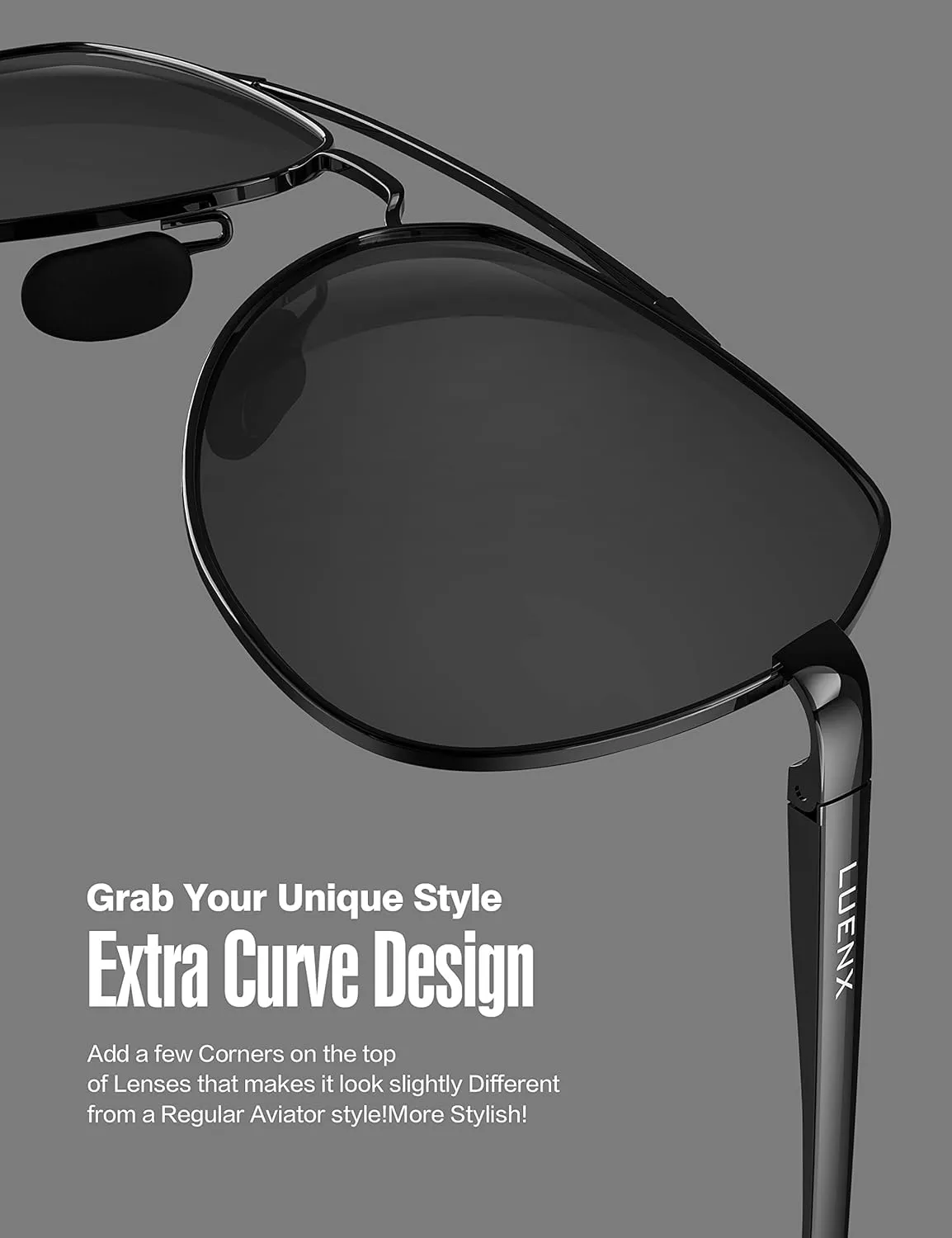 LUENX Aviator Sunglasses for Men Women Polarized New Shades Large Metal Frame - UV 400 Protection