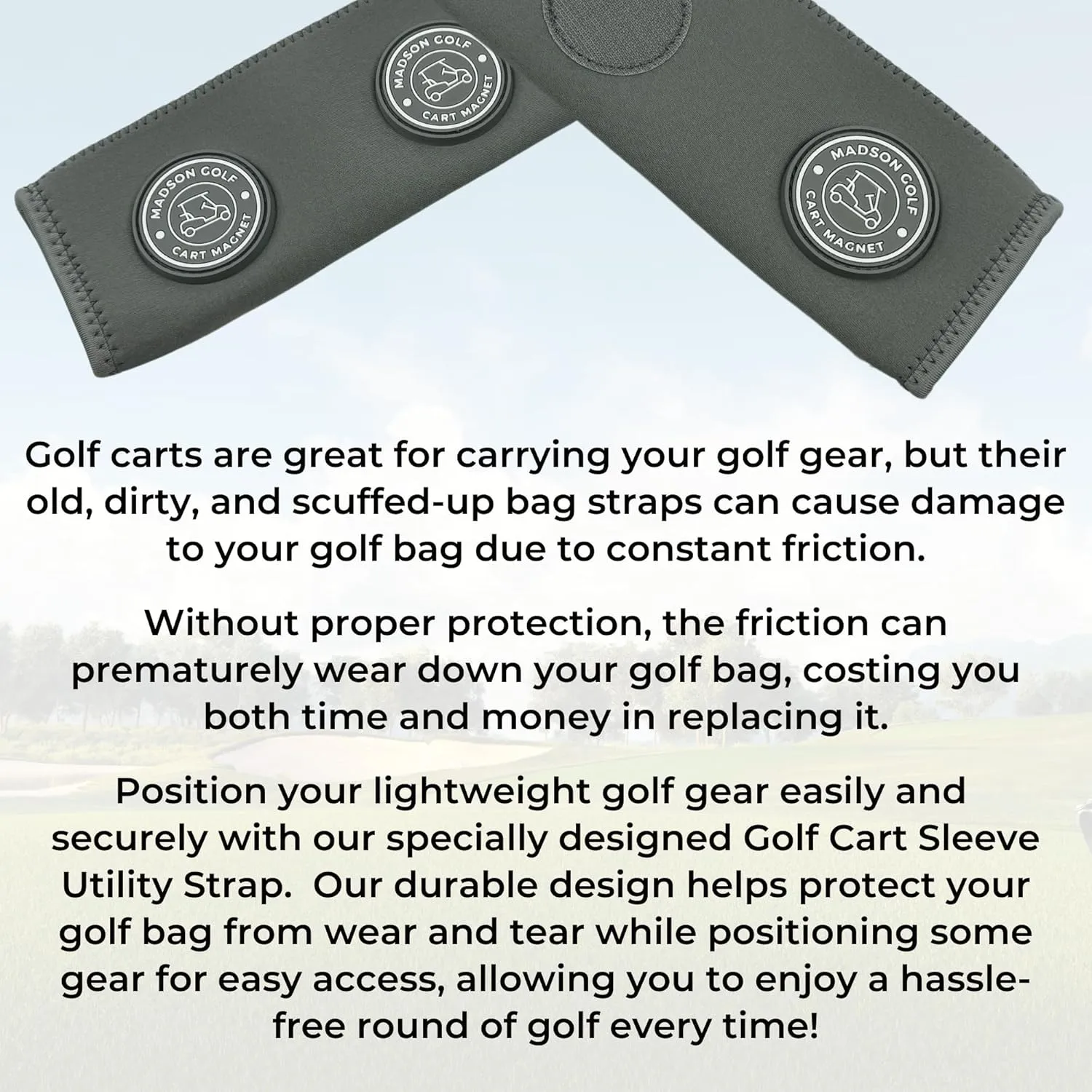 Magnetic Golf Cart Sleeve Utility Strap - Securely Attach Lightweight Golf Accessories to Your Cart with Powerful Magnets and Durable Design