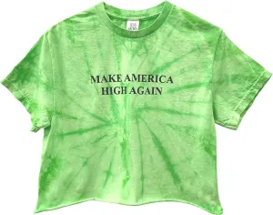 Make America High Again Graphic Tie-Dye Short Sleeve Unisex Cropped Tee