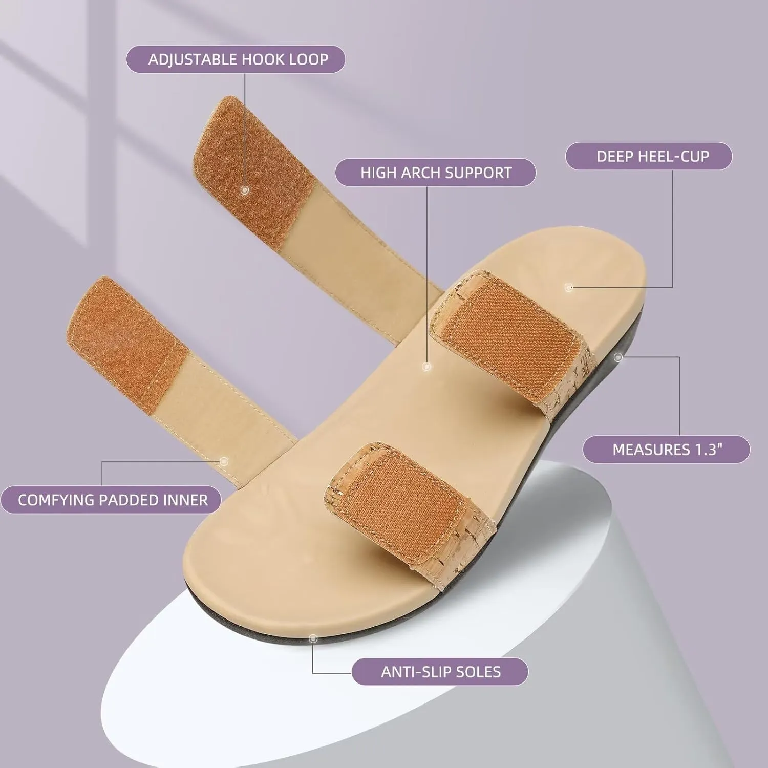 MEGNYA Orthotic Sandals for Women, Plantar Fasciitis Sandals for Flat Feet, Orthopedic Walking Slide Sandals with Arch Support