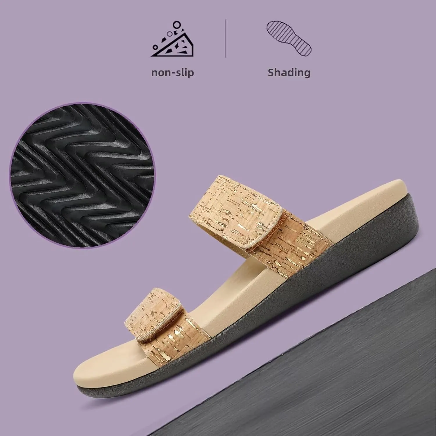 MEGNYA Orthotic Sandals for Women, Plantar Fasciitis Sandals for Flat Feet, Orthopedic Walking Slide Sandals with Arch Support