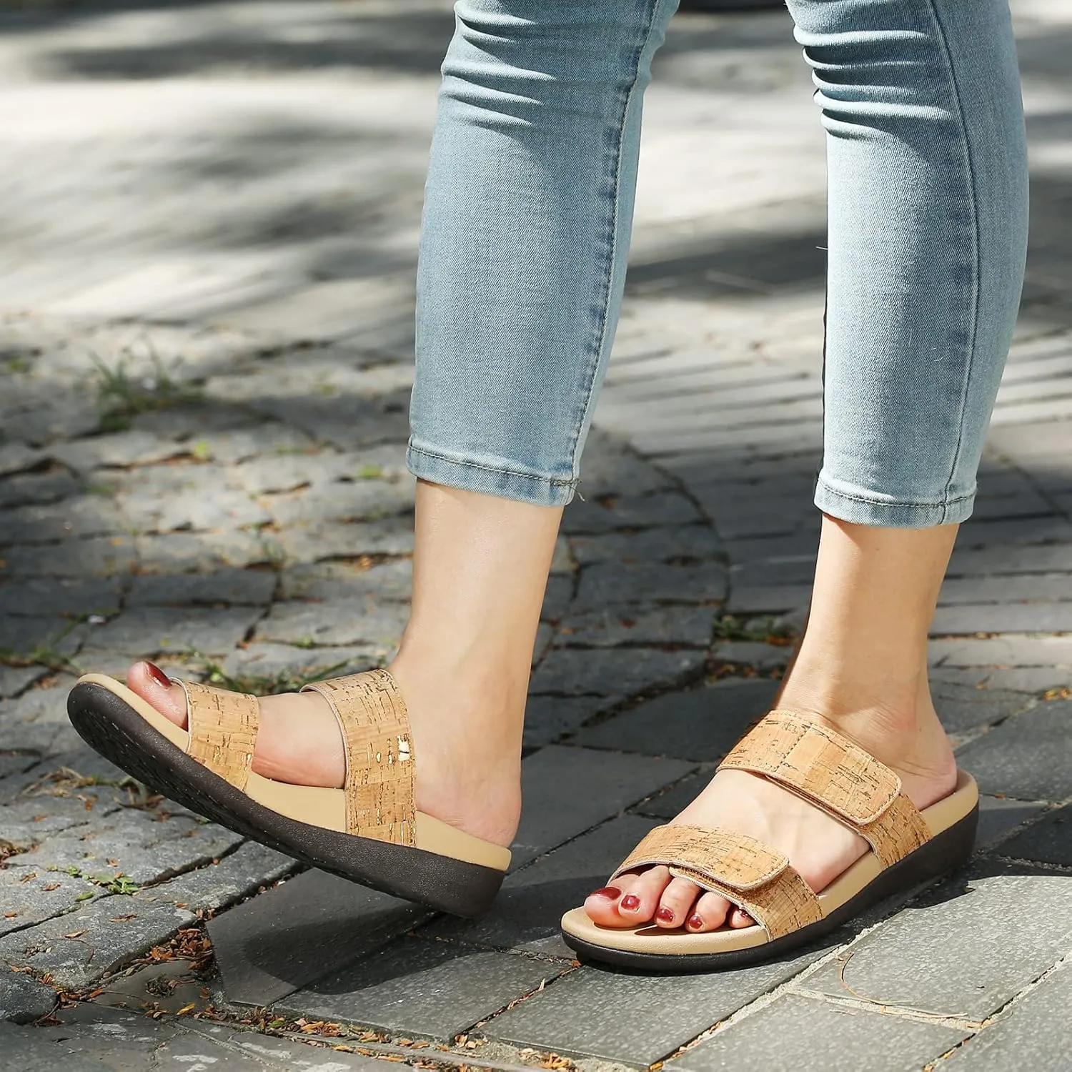 MEGNYA Orthotic Sandals for Women, Plantar Fasciitis Sandals for Flat Feet, Orthopedic Walking Slide Sandals with Arch Support