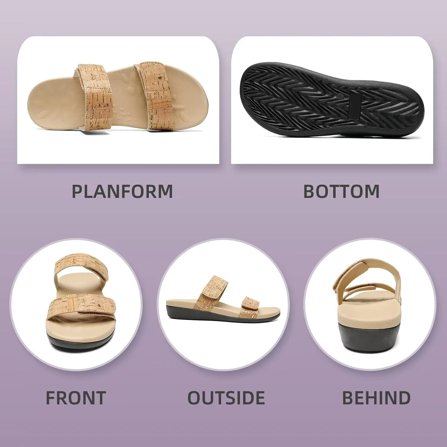 MEGNYA Orthotic Sandals for Women, Plantar Fasciitis Sandals for Flat Feet, Orthopedic Walking Slide Sandals with Arch Support