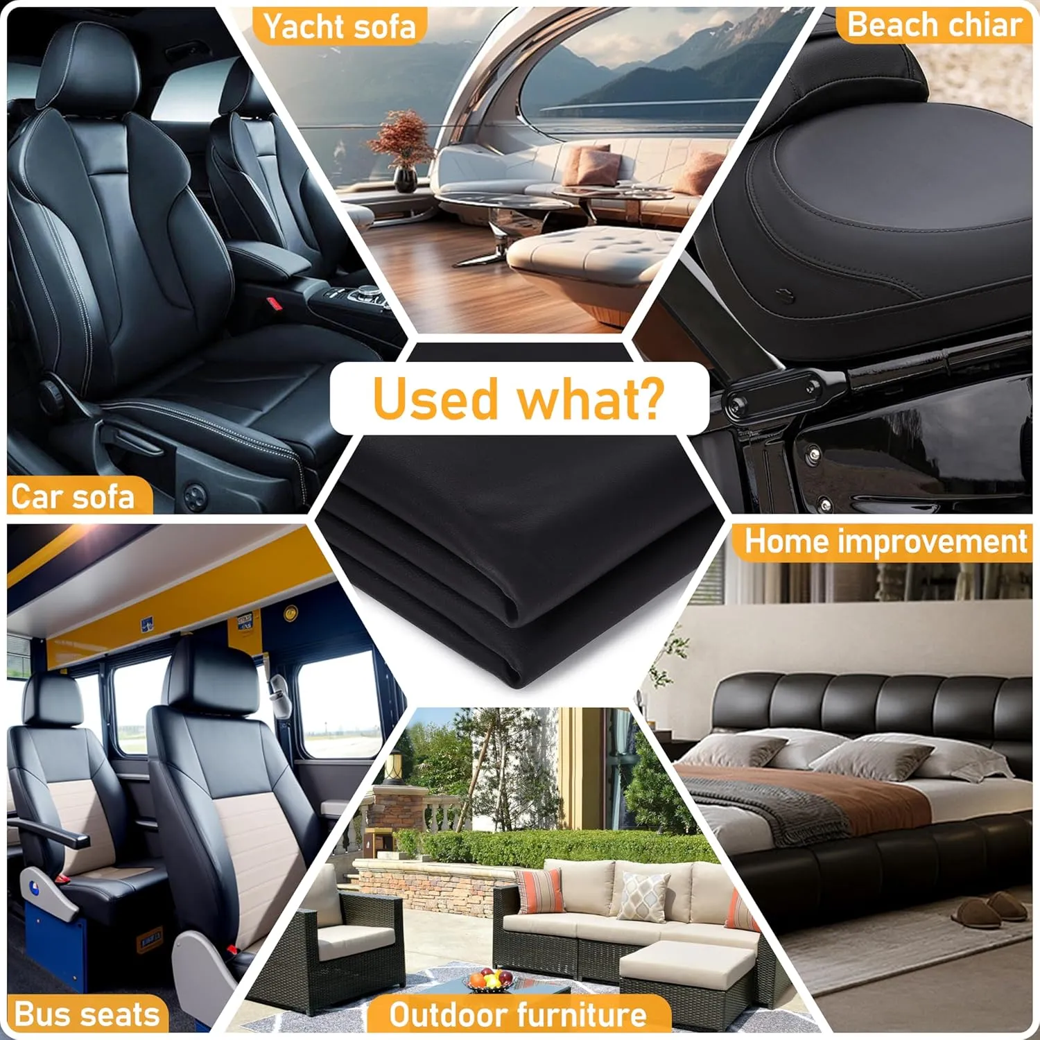Meneng Marine Vinyl Leather Fabric: 5 Yard Roll Heavy Duty Boat Seat Vinyl - Waterproof & Scratch-Resistant for Marine Upholstery - Outdoor Cushion & Chair DIY (Boat Owners)