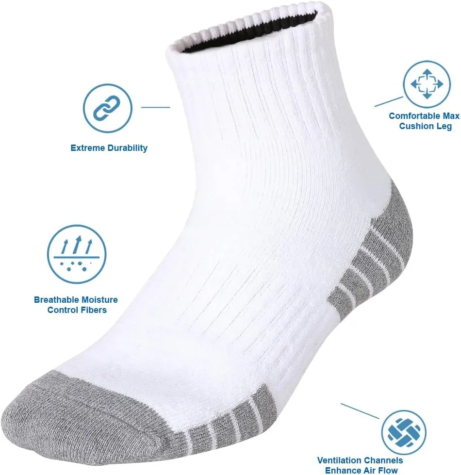 Men’s 10Pack Athletic Socks,Comfy Cotton Full Cushion Casual Ankle Socks