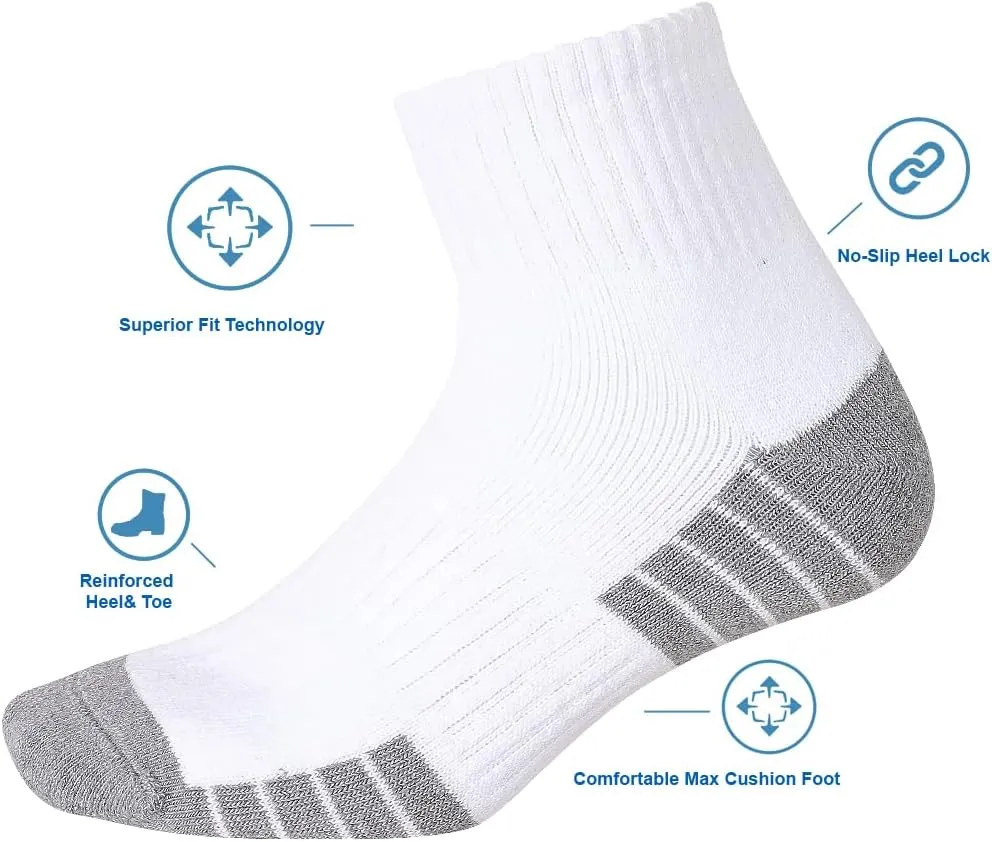 Men’s 10Pack Athletic Socks,Comfy Cotton Full Cushion Casual Ankle Socks