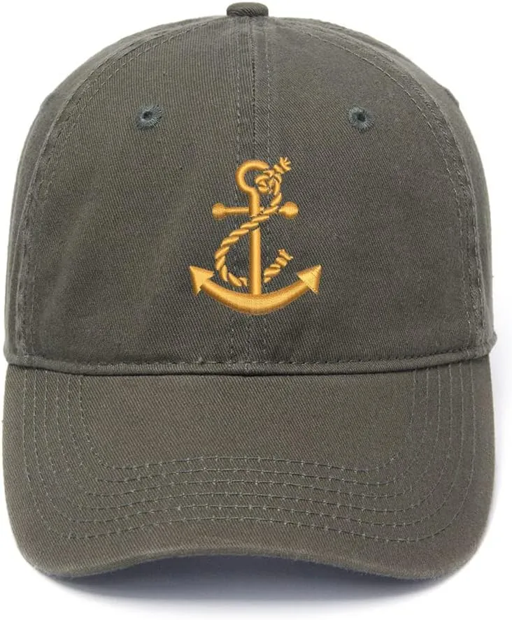 Men's Baseball Caps Anchor Embroidered Dad Hat Washed Cotton Embroidery Hat