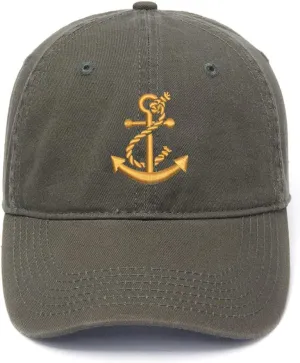 Men's Baseball Caps Anchor Embroidered Dad Hat Washed Cotton Embroidery Hat