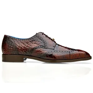Men's Belvedere Santo American Alligator Wingtip Dress Shoe in Antique Brown
