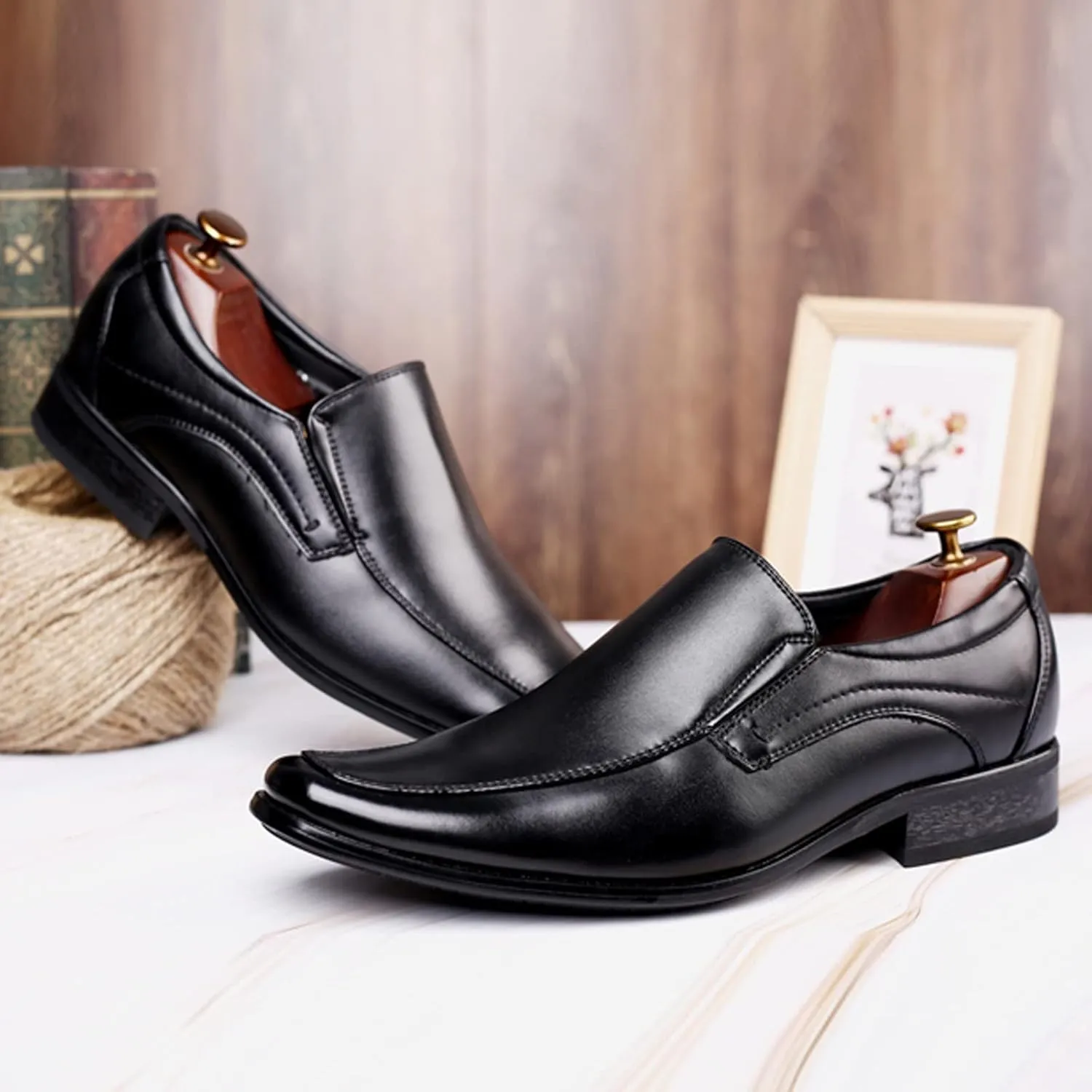 Men's Dress Shoes Brown Wide Fashion Style Men's Breathable Comfortable Business Slip On Work Leisure Solid Color Leather Shoes Dress Shoes for Men