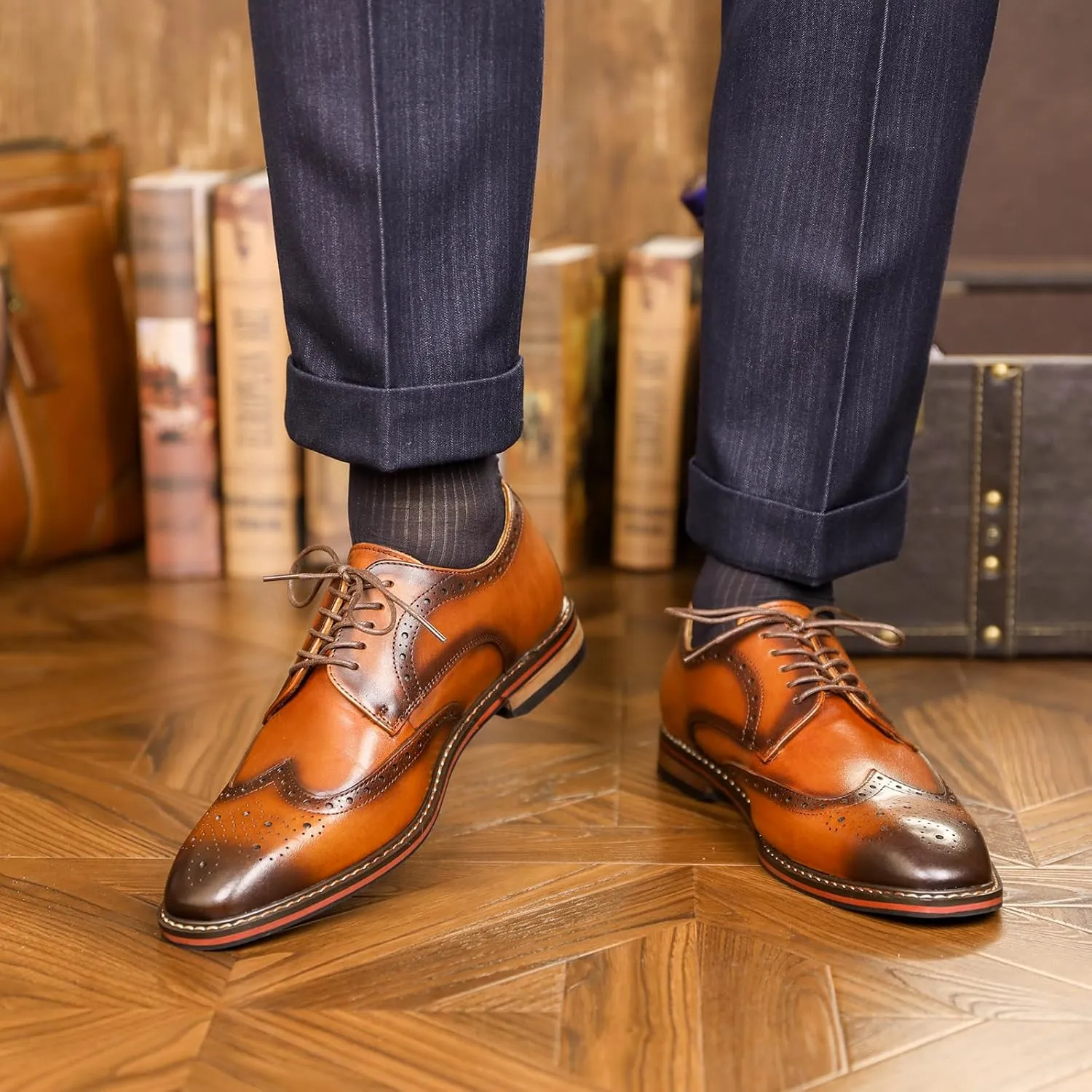 Mens Dress Shoes Oxford Shoes for Men Wingtip Casual Formal Business Comfortable Non Slip Outsole