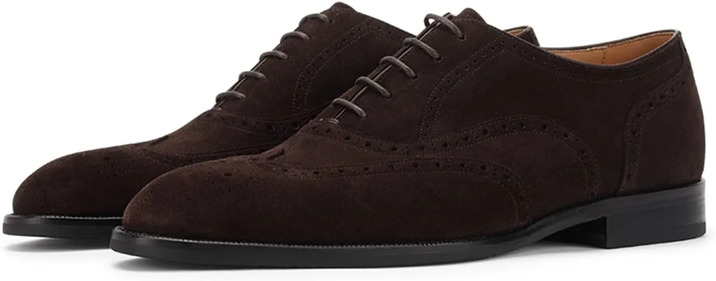 Men’s Oxfords Wingtip Full Brogues Carved Calf Shoes for Business,Casual
