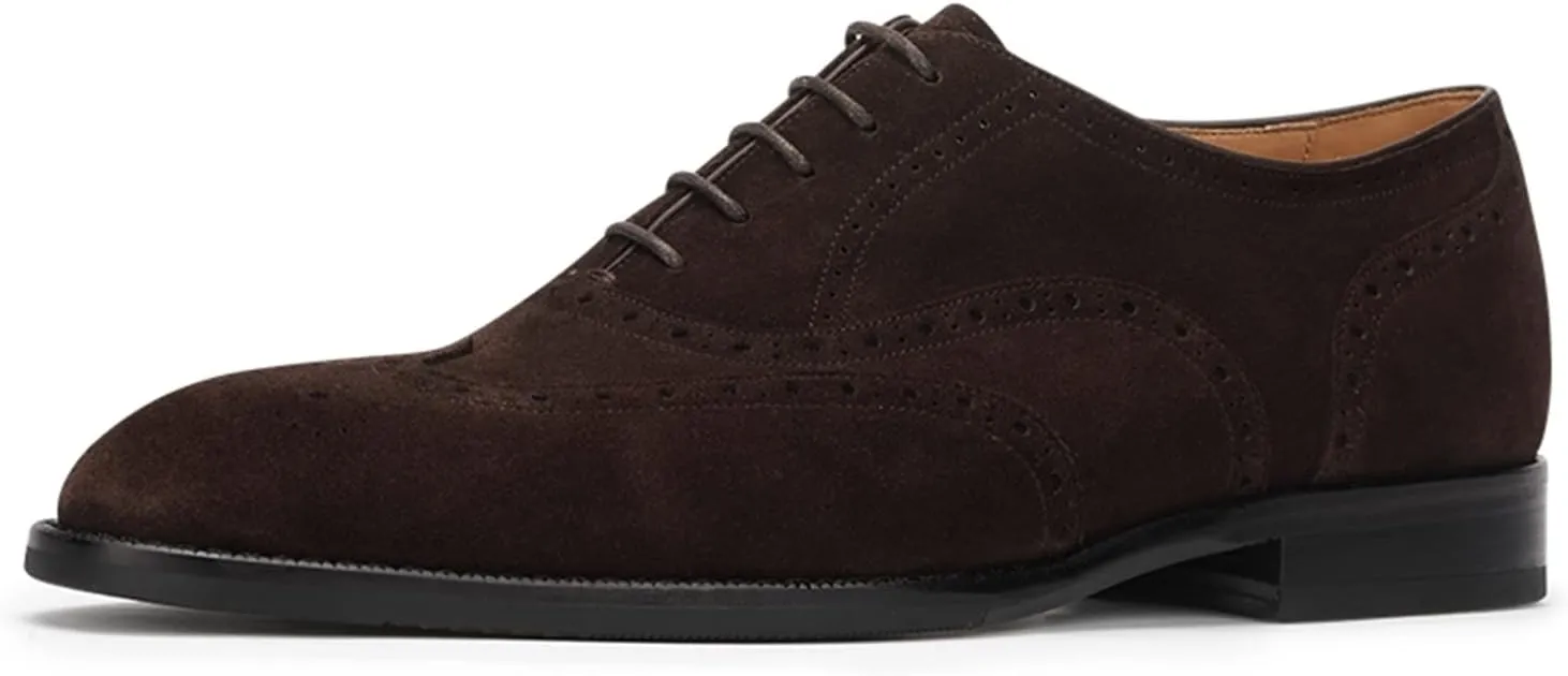 Men’s Oxfords Wingtip Full Brogues Carved Calf Shoes for Business,Casual