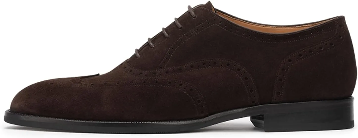 Men’s Oxfords Wingtip Full Brogues Carved Calf Shoes for Business,Casual