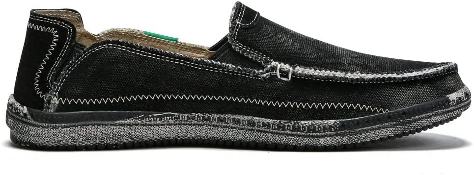 Men's Slip on Deck Shoes Loafers Canvas Boat Shoe Non Slip Casual Loafer Flat Outdoor Sneakers Walking