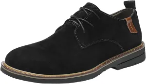Men's Suede Lace up Low Heel Casual Oxfords Comfortable Round Toe Breathable Non Slip Derby Shoes for Work Evening Nightclubs Dress Shoes