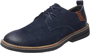 Men's Suede Lace up Low Heel Casual Oxfords Comfortable Round Toe Breathable Non Slip Derby Shoes for Work Evening Nightclubs Dress Shoes
