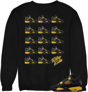 Men's Sweatshirt Pullover Retro Kicks Print in Jordan 4 Thunder Matching Colors. Urban Clothing