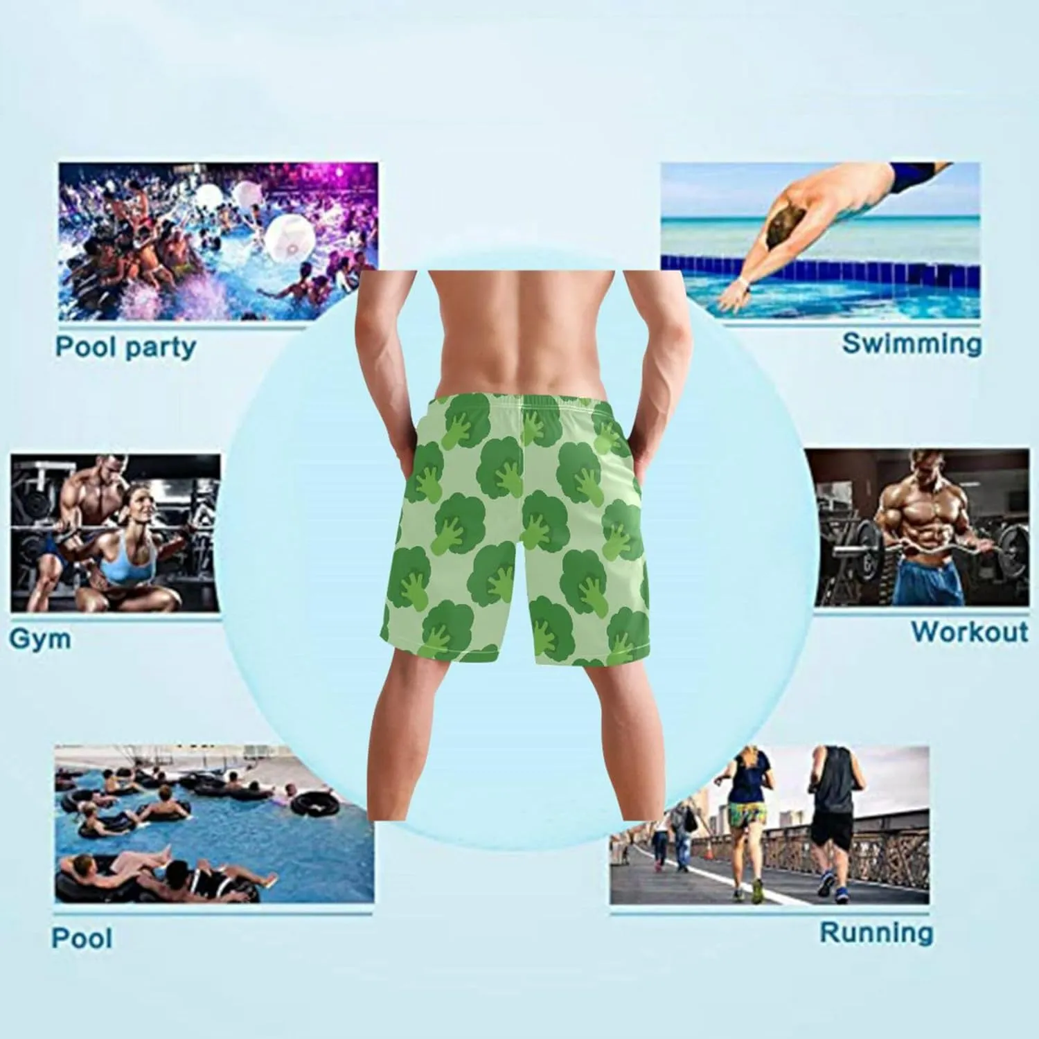 Men's Swim Trunks Quick Dry Board Shorts Summer Beach Shorts Swimwear Bathing Suits
