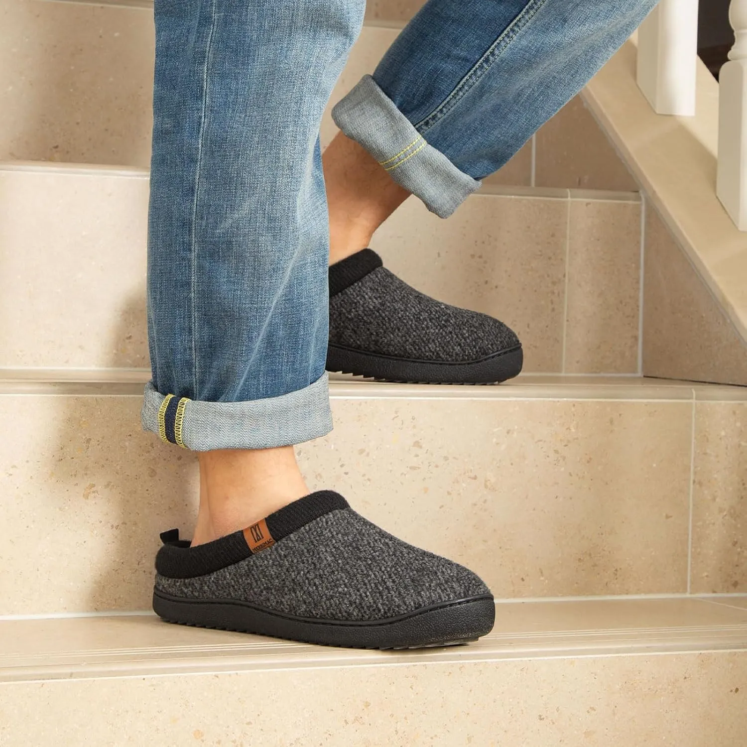 MERRIMAC Men's Slip on Slippers Comfy Memory Foam Non Slip Indoor House Shoes