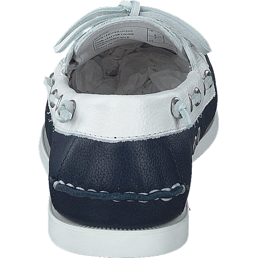 Merton Two-Tone Leather Boat Shoe Cream / Navy