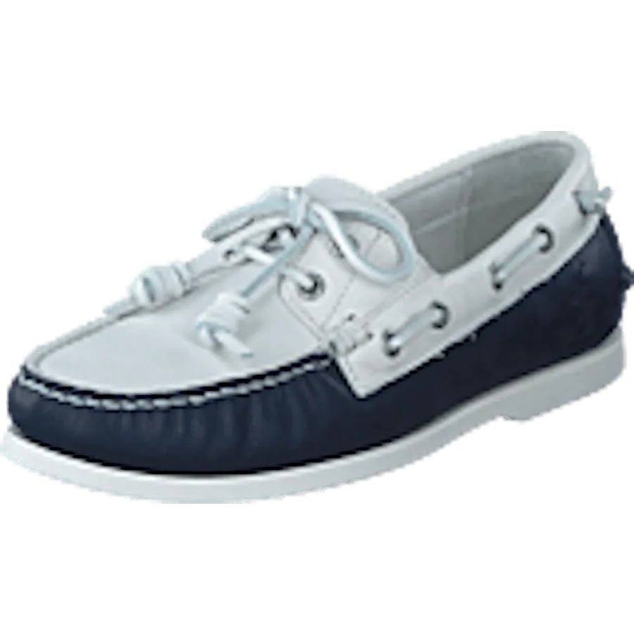 Merton Two-Tone Leather Boat Shoe Cream / Navy