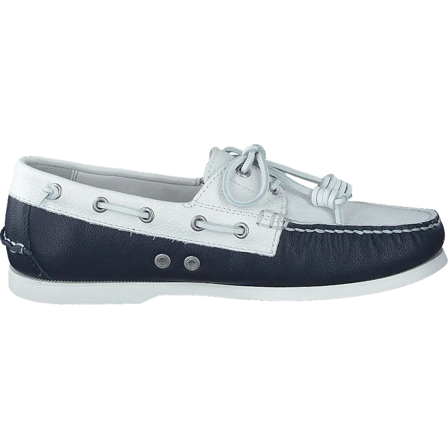 Merton Two-Tone Leather Boat Shoe Cream / Navy