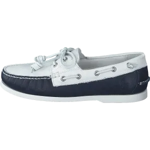 Merton Two-Tone Leather Boat Shoe Cream / Navy