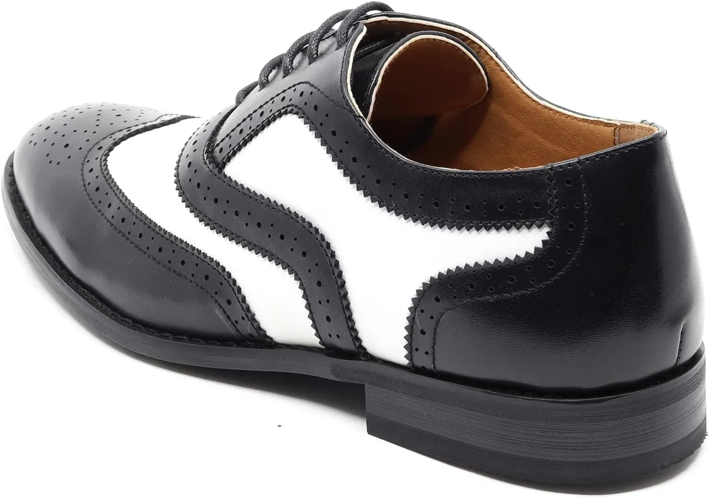 Metrocharm MC145 Men's Two Tone Perforated Wing Tip Lace Up Oxford Dress Shoes
