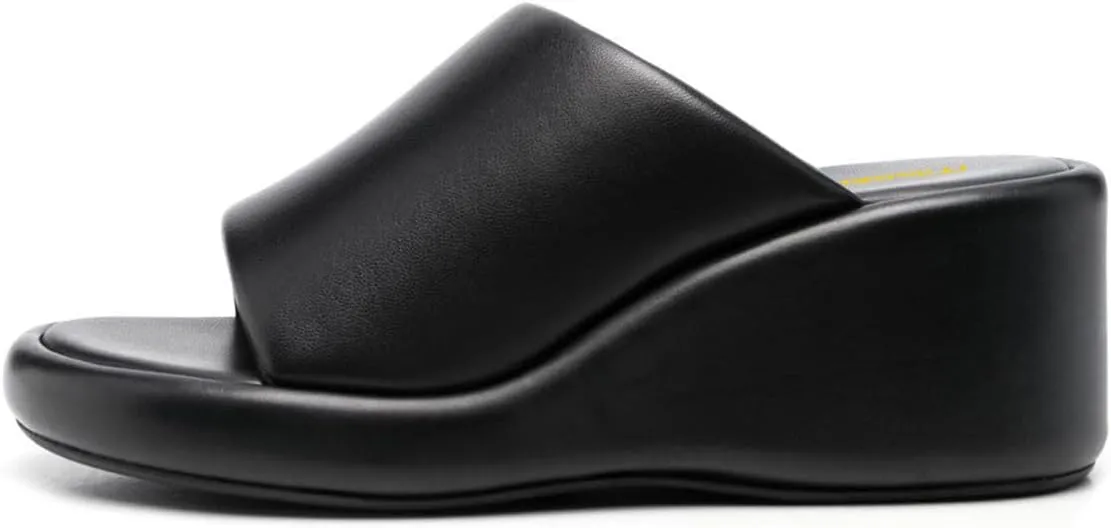Milooey shoes Women Open Toe Platform Mules Comfy Wedge Low Heel Slippers Summer Daily Dress Sandals Party Evening Out Slide Shoes Size 4-16 US