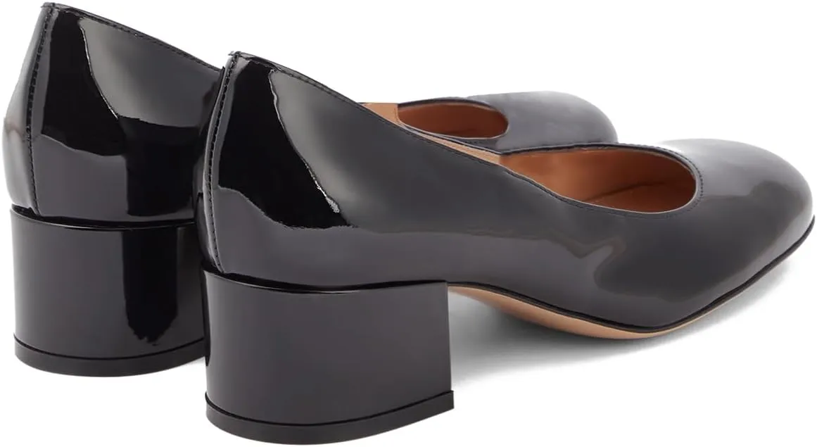 MOOMMO Women Classic Chunky Block Heel Suede Pumps Round Closed Toe Slip On 2" Low Thick Heels Dress Shoes Matte Patent Spring Fashion Office Ladies Work Pump Basic Shoe Elegant Wedding 4-11 M US